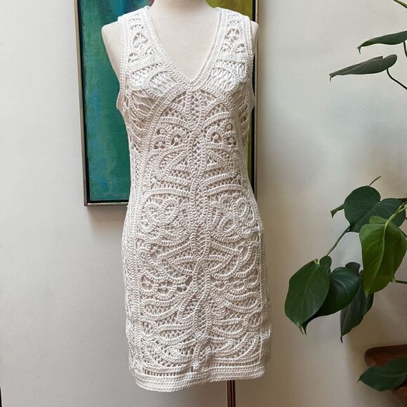 Skies are Blue White Crochet Dress Size S/M - Picture 2 of 13